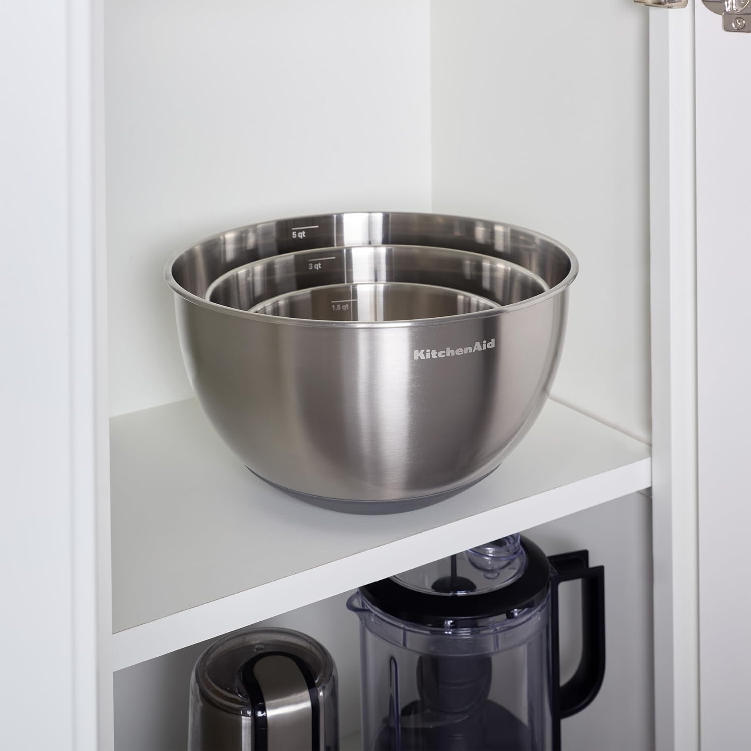 KitchenAid Stainless Steel Mixing Bowl with Non-Slip Silicone Base